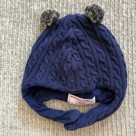 Magnificent Baby Smart Close Navy Cable Knit Bear Hat 18M–24M Winter Snow - Picture 1 of 4